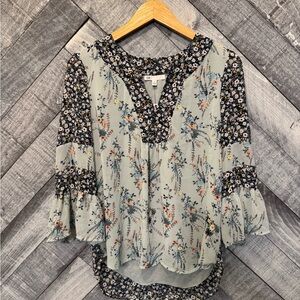 Daniel Rainn Black and Cream Blouse Elegant Top